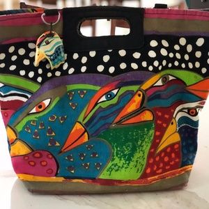 Vintage Laurel Birch Harlequin Birds Tote Bag